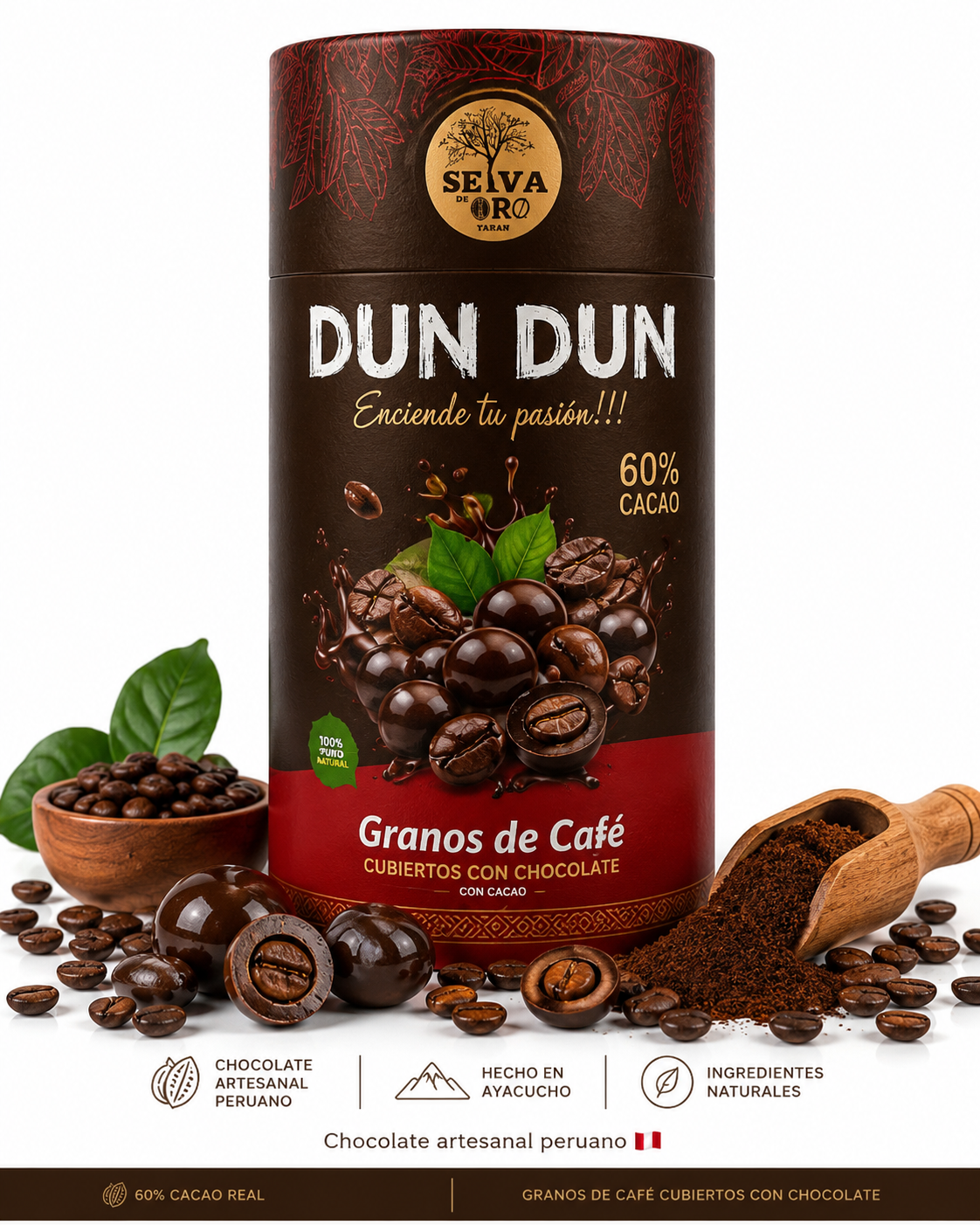 GRANOS DE CAFE CUBIERTOS EN CHOCOLATE 60% CACAO