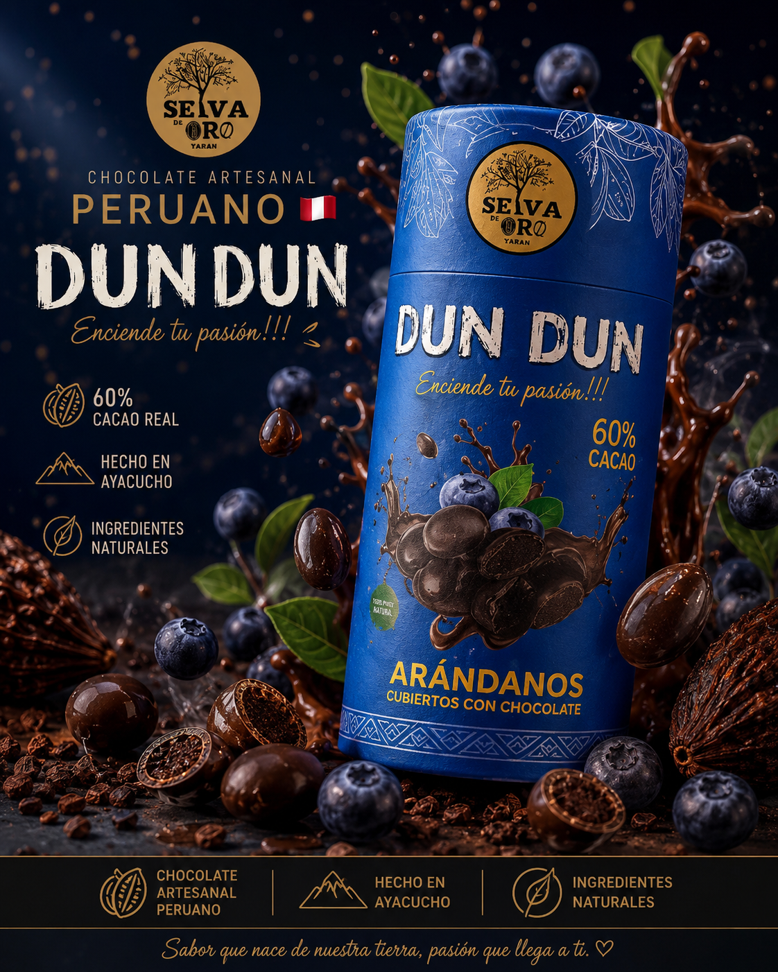ARÁNDANOS CUBIERTOS EN CHOCOLATE 60% CACAO