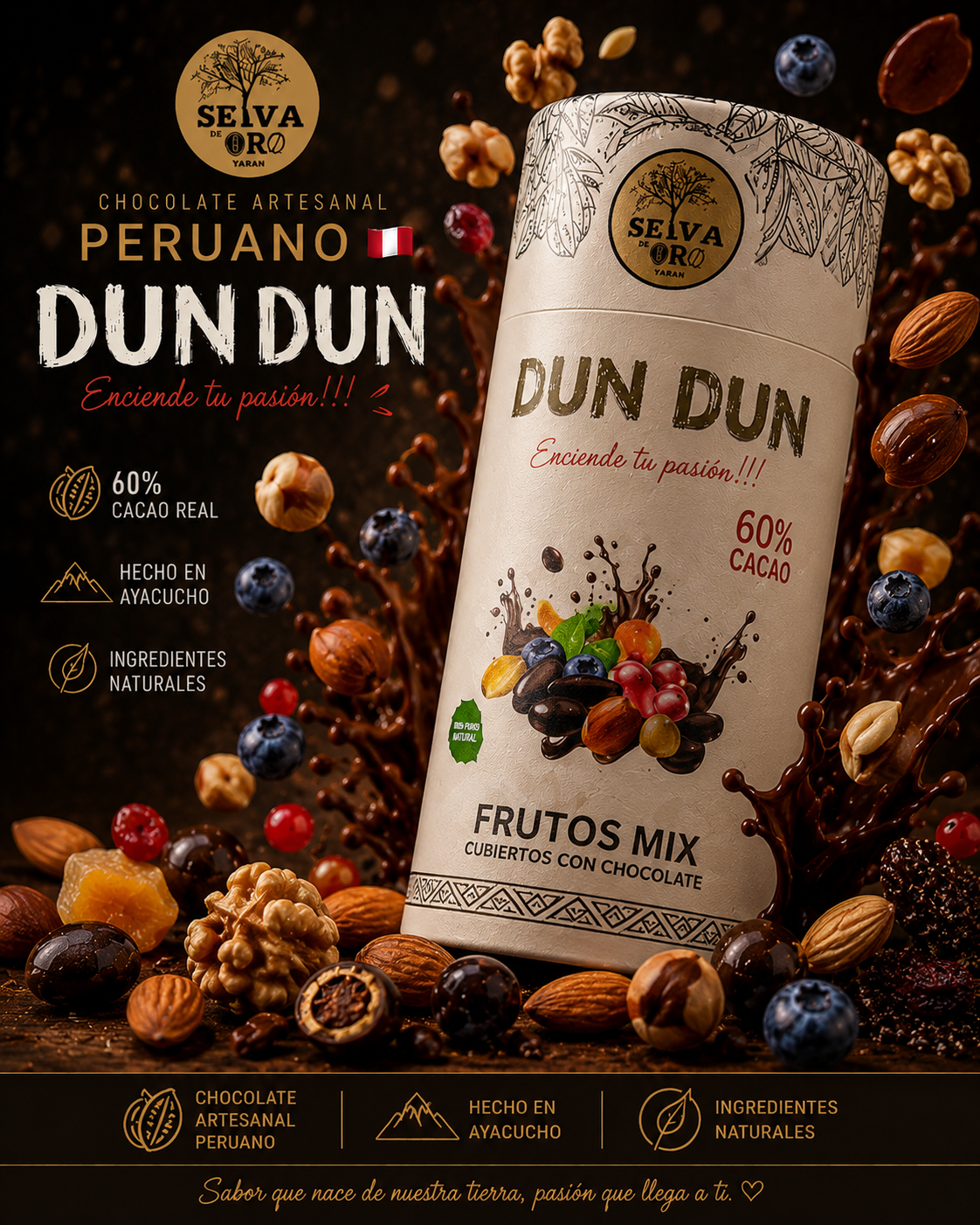 FRUTOS MIX CUBIERTOS EN CHOCOLATE 60% CACAO