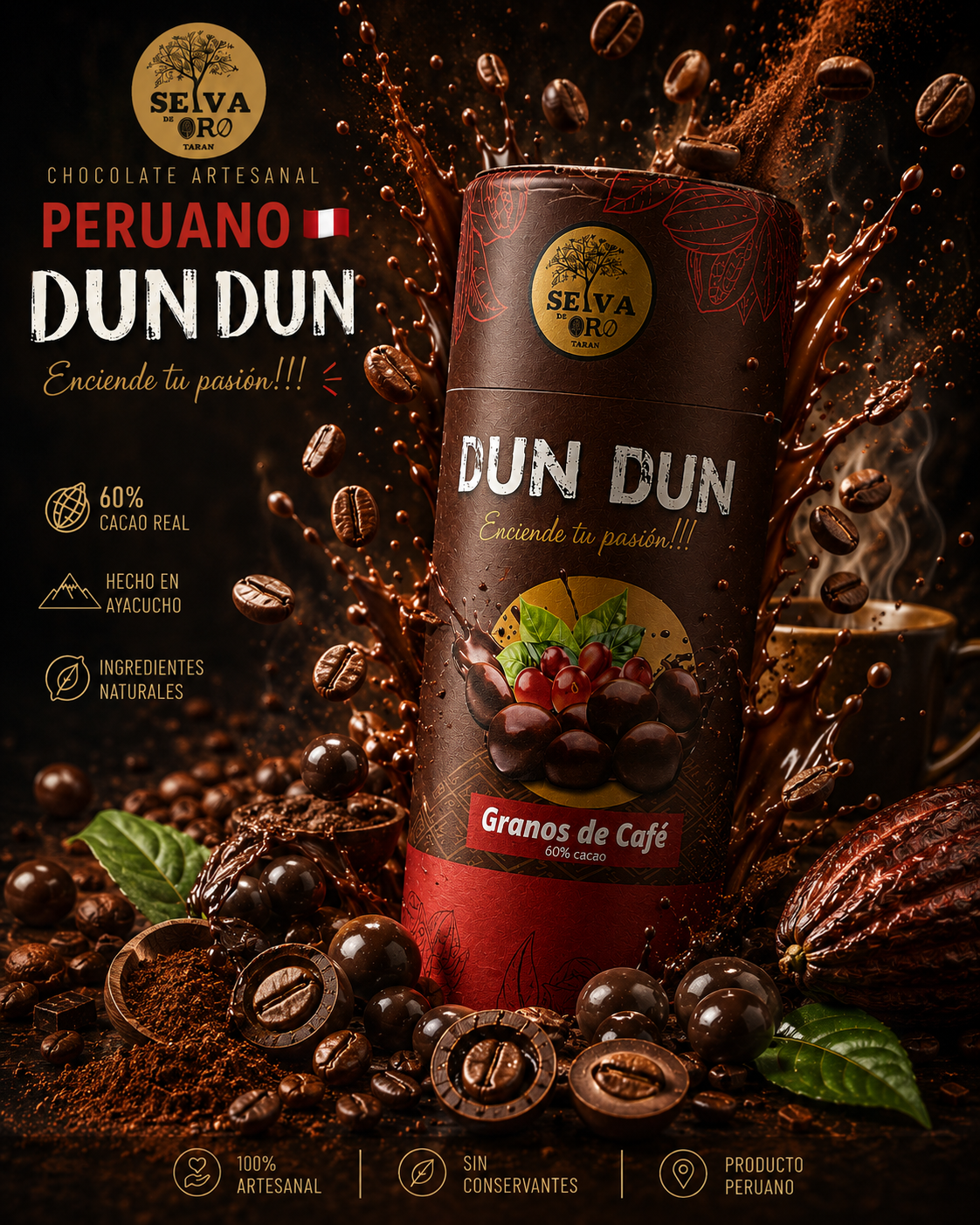 GRANOS DE CAFE CUBIERTOS EN CHOCOLATE 60% CACAO